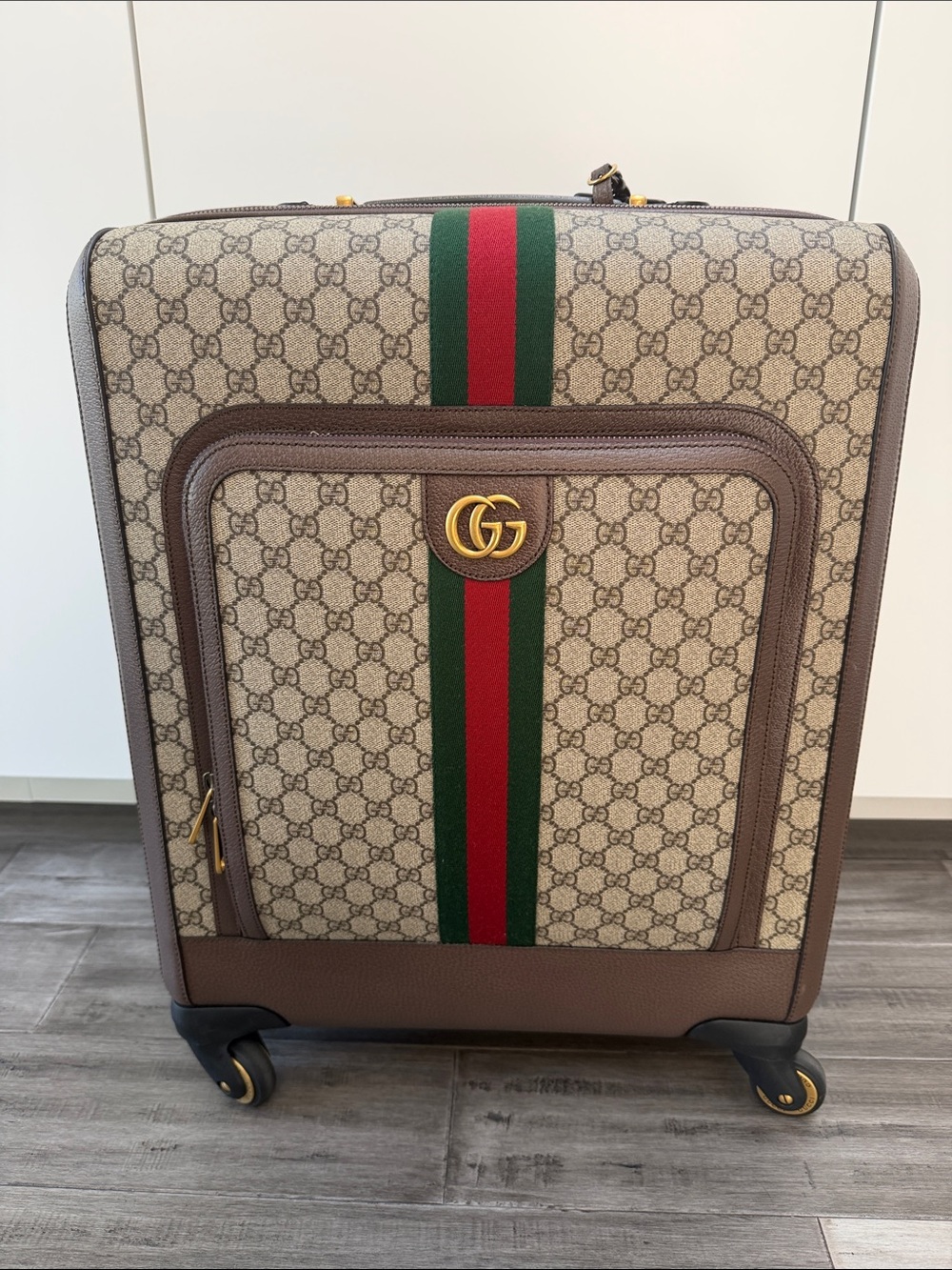 Gucci Beige Leather/Canvas Roller Suitcase